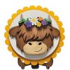 Highland Cow with Flower Wreath 01