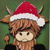 Highland Cow on Green with Santa Hat 01 Highland Cow on Green with Santa Hat 01