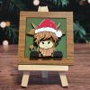 Highland Cow on Green with Santa Hat 02 Highland Cow on Green with Santa Hat 02