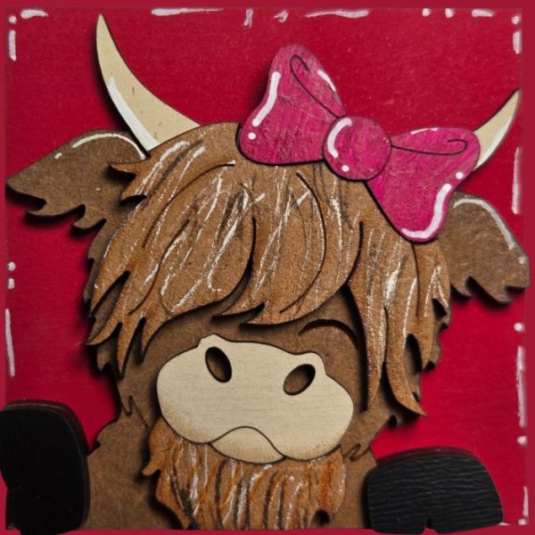 Valentine Highland Cow with Bow 01