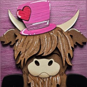 Valentine Highland Cow with Top Hat