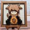 Highland Cow Holding Sunflower 02